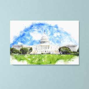 Lienzo Dibujo pastel del Capitolio de los Estados Unidos