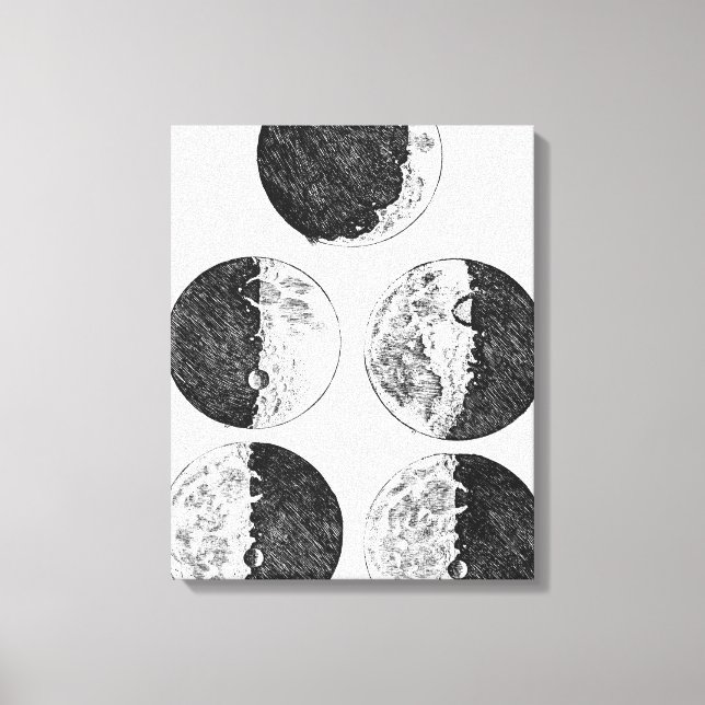Lienzo Dibujos de Galileo de las fases de la luna (Anverso)