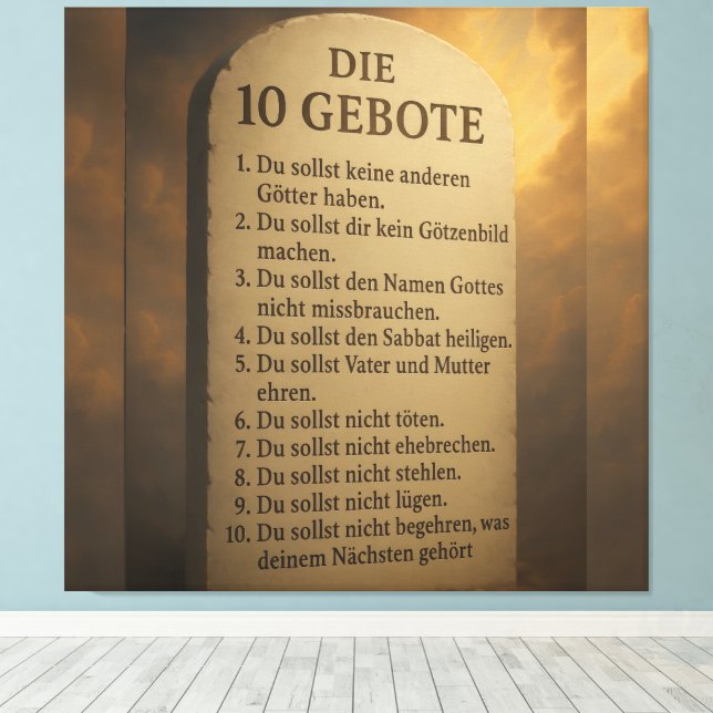 Lienzo „Die 10 Gebote – Gottes Weisung in Stein“ (Insitu (piso de madera))