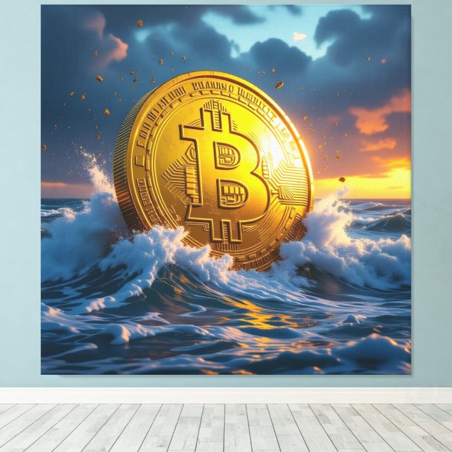 Lienzo Die Bitcoin-Welle – Aufstieg der digitalen Macht“ (Insitu (piso de madera))