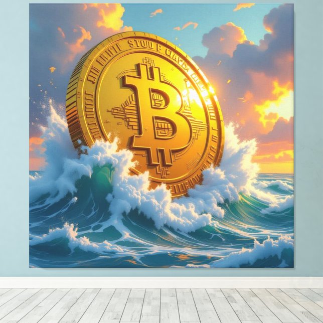 Lienzo Die Bitcoin-Welle – Aufstieg der digitalen Macht“ (Insitu (piso de madera))