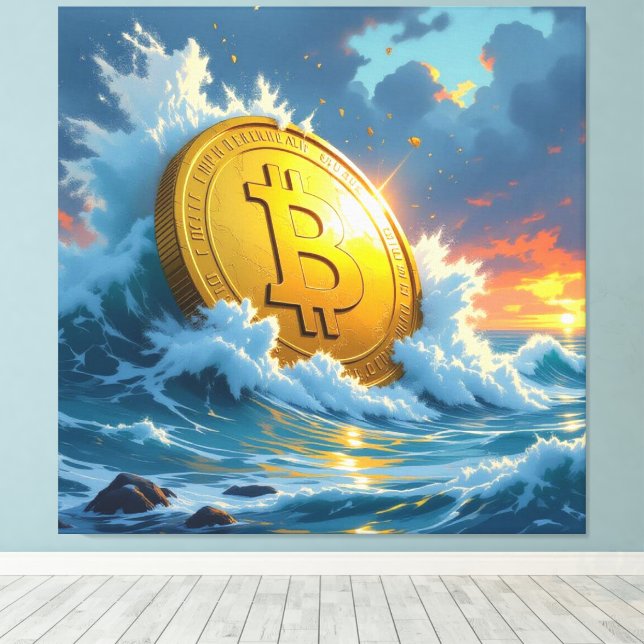 Lienzo Die Bitcoin-Welle – Aufstieg der digitalen Macht“ (Insitu (piso de madera))