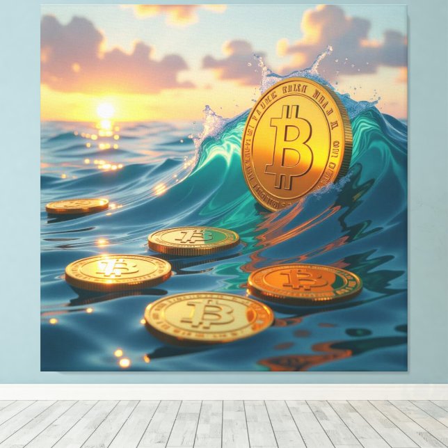 Lienzo Die Bitcoin-Welle – Aufstieg der digitalen Macht“ (Insitu (piso de madera))
