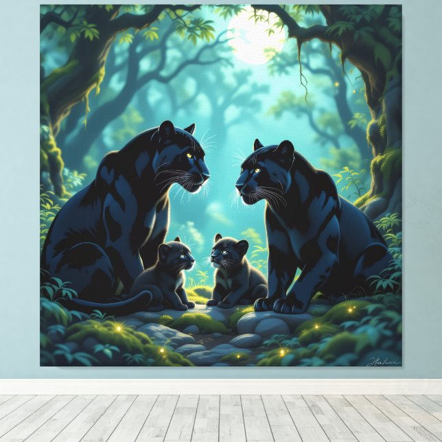 Lienzo   Die stille Eleganz der Pantherfamilie   (Insitu (piso de madera))