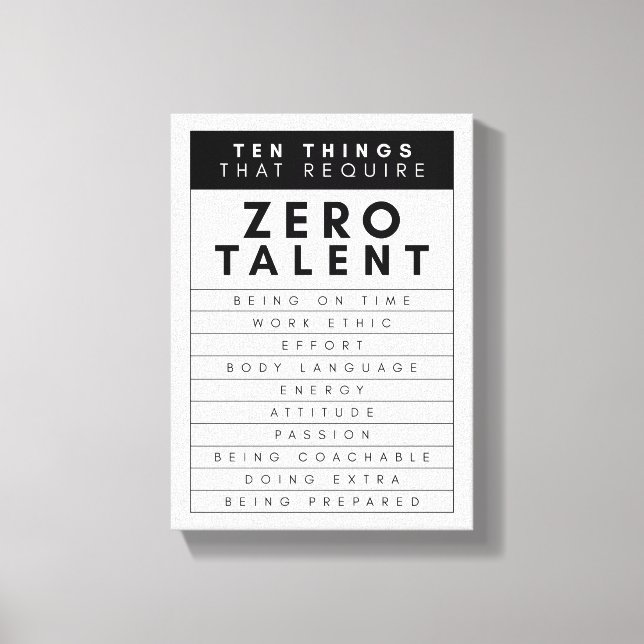 Lienzo Diez cosas que requieren talento cero (Anverso)