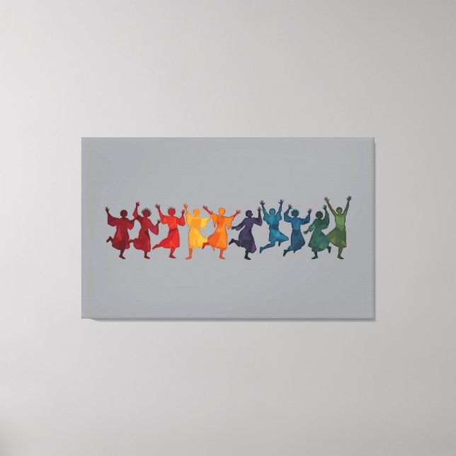 Lienzo Diez Señores Un Salto Estilo De Esténcil De Corte  (Anverso)