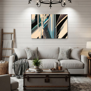 Lienzo Dinámicas abstractas modernas en azul y crema