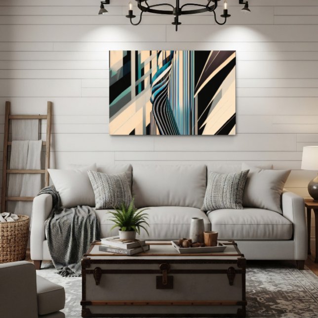 Lienzo Dinámicas abstractas modernas en azul y crema (Subido por el creador)