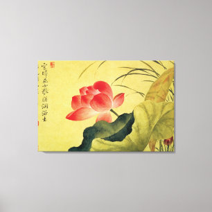 Lienzo Dinastía Qing con vintage de flores de Lotus
