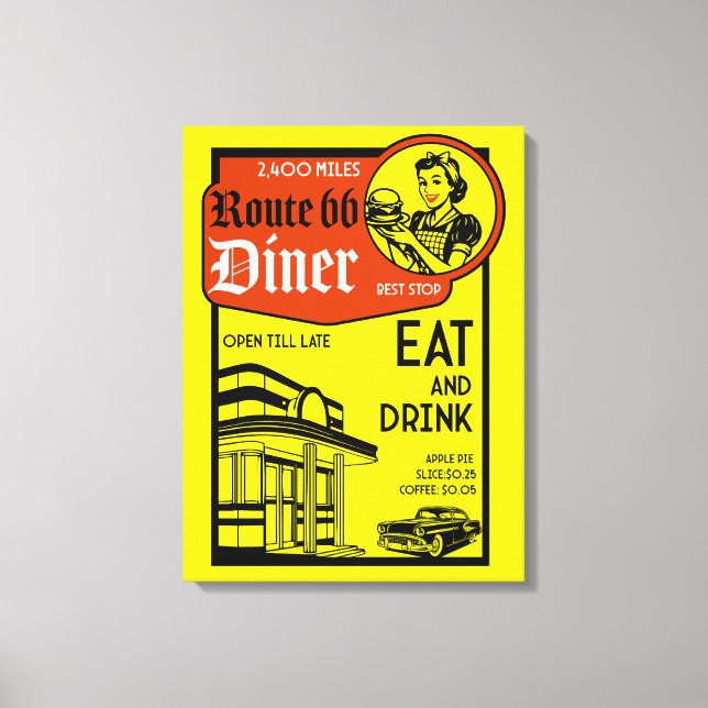 Lienzo Diner americano de los años 50 (Anverso)