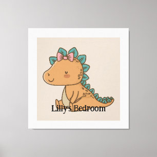 Lienzo Dinosaurio Adorable Niña - Diseño Cuaderno Dino