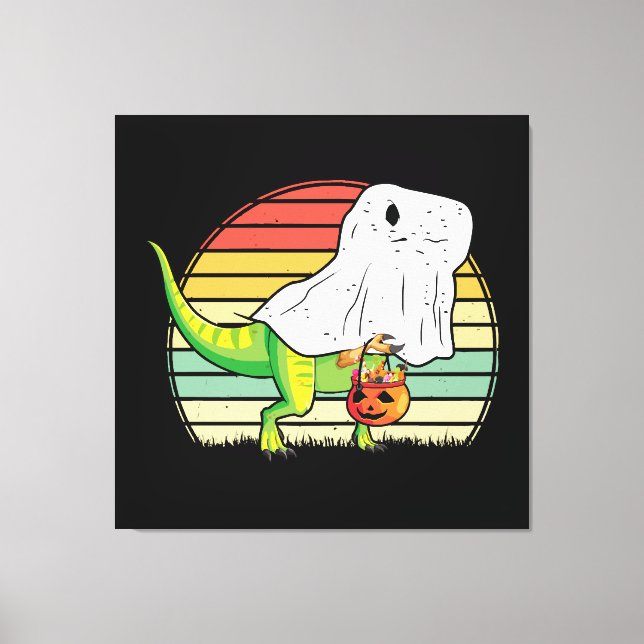 Lienzo Dinosaurio Fantasma Divertido Halloween (Anverso)
