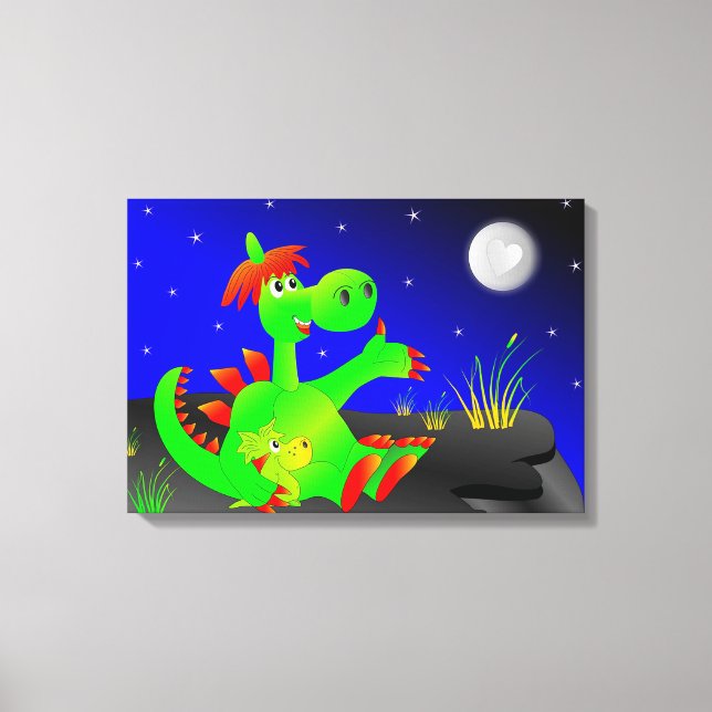Lienzo Dinosaurios Cute (Anverso)