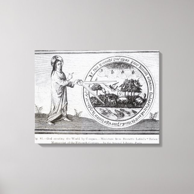 Lienzo Dios creando el mundo por brújula (Anverso)