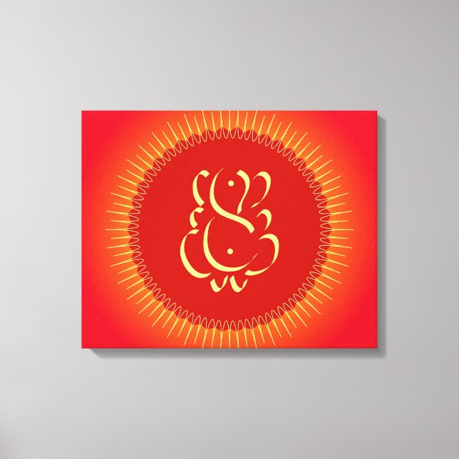 Lienzo Dios Ganesha con rayos solares (Anverso)