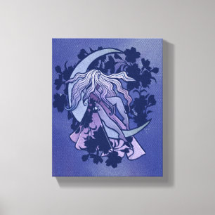 Lienzo Diosa De La Luna Púrpura Símbolo De La Luna Triple