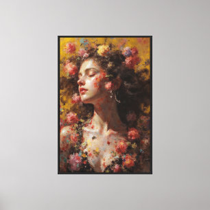 Lienzo Diosa Floral Soñadora – Retrato Emocional en Lienz