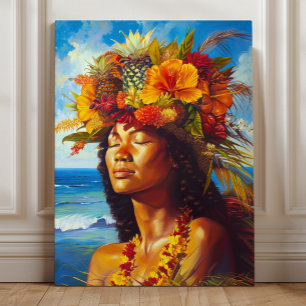 Lienzo Diosa Tropical de la Isla Hawaiana