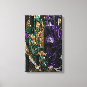 Lienzo Diosas Cubistas de Esmeralda y Amatista Mosaico de