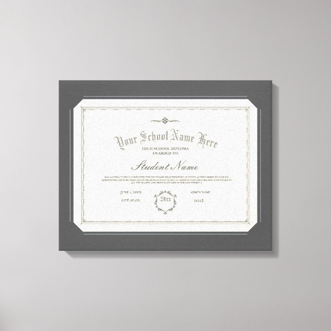 Lienzo Diploma personalizado personalizado Carbón tradici (Anverso)