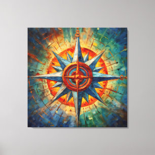 Lienzo Dirección en el caos (Rosa de brújula)