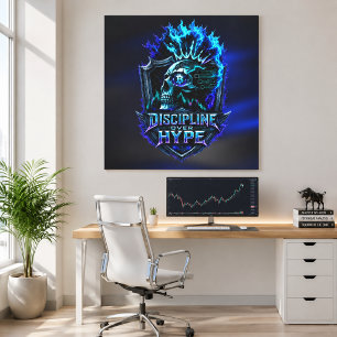Lienzo Disciplina Sobre el Resplandor Azul Bitcoin Cripto