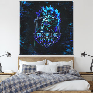 Lienzo Disciplina Sobre Hype Bitcoin Azul Cyber Grunge