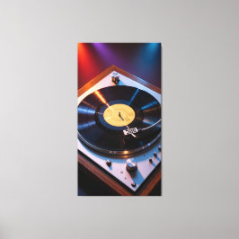 Lienzo Discos de vinilo antiguos girando bajo luz de colo