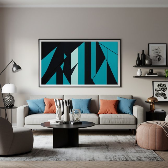 Lienzo Diseño abstracto azul turquesa negro (Subido por el creador)