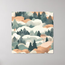 Diseño abstracto de árboles y montañas