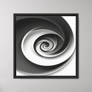 Lienzo Diseño abstracto en espiral elegante en blanco y n