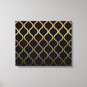 Lienzo Diseño abstracto negro, dorado, fresco, moderno, r