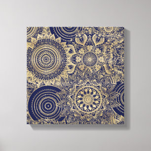 Lienzo Diseño azul de la colección Mandala dorada