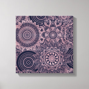 Lienzo Diseño azul de la colección Mandala dorada Rosa