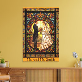 Lienzo Diseño boda en vidrio tradicional manchado