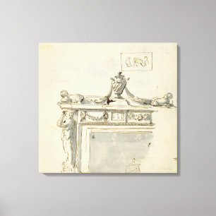 Lienzo Diseño bosquejado para una chimenea (la pluma y la