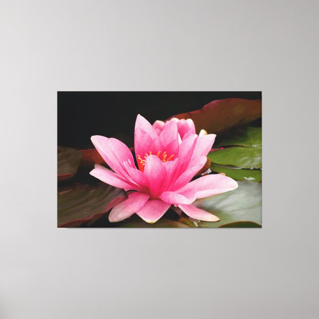 Lienzo Diseño Botánico Floral de Nenúfar Tropical (Anverso)