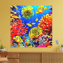 Lienzo Diseño colorido de arrecifes de coral