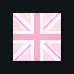 Lienzo Diseño cuadrado de banderas rosadas/naves<br><div class="desc">Bandera de la Unión (también conocida como la bandera de la Unión),  bandera británica de diseño cuadrado y color rosa.</div>