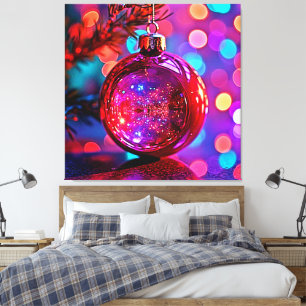 Lienzo Diseño de adorno navideño de neón vibrante