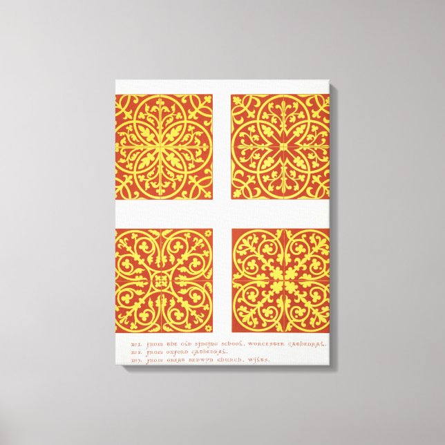 Lienzo Diseño de baldosas del siglo XIII, ilustracion de  (Anverso)