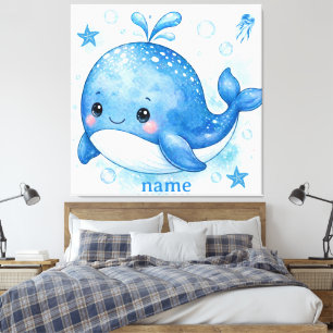 Lienzo diseño de ballena kawaii lindo