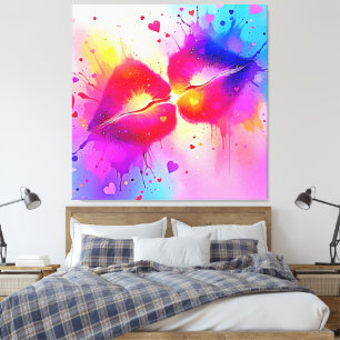 Lienzo Diseño de besos coloridos