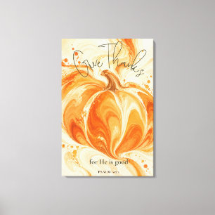 Lienzo Diseño de calabaza cristiana Salmo 107:1 Dar Graci