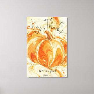 Lienzo Diseño de calabaza cristiana Salmo 107:1 Dar Graci