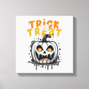 Lienzo Diseño de calabaza espeluznante de Halloween Truco