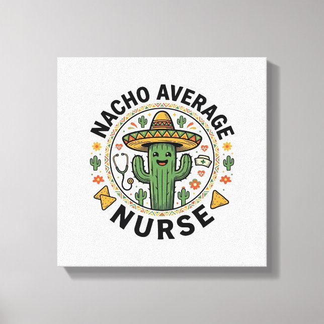 Lienzo Diseño de camisa de fiesta de cactus de enfermera  (Anverso)