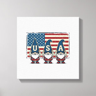 Lienzo Diseño de camiseta blanca con gnomos patrióticos v