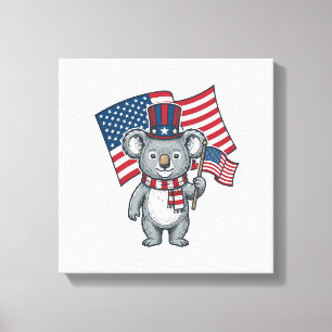 Lienzo Diseño de camiseta con bandera de koala patriota v