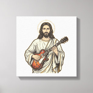 Lienzo Diseño de camiseta con grabado de guitarrista sagr
